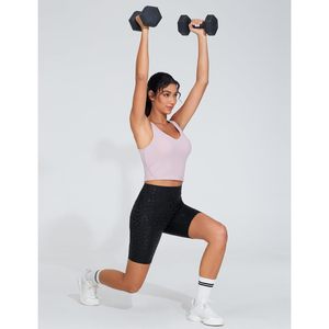 Shorts de sport taille haute pour femme FOXA avec poches, pour yoga, cyclisme et course à pied, effet ventre plat, extensibles, en Spandex et Polyester - Product Image 6