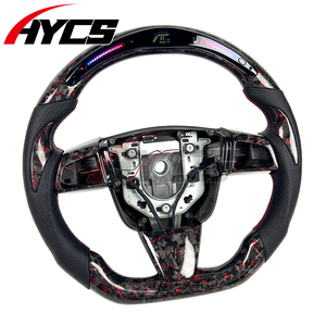 Volante Deportivo de Fibra de Carbono Forjado Rojo con LED e Indicador de RPM para <span class=keywords><strong>Cadillac</strong></span> CTS, CTSV, CTS-<span class=keywords><strong>V</strong></span>, CT4, CT5, ATS, ATSV, con Función de Calefacción - Product Image 4