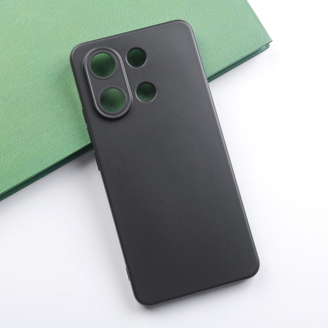 Black Matte Phone Case for Redmi Note 14 Pro 5G Turbo 4 A4 Soft TPU Silicone Protection Back Cover