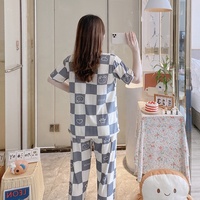 Vêtements de nuit d'été pour femmes taille élastique ensemble de pyjama trois pièces tricoté importation Pijamas Por Mayor pyjamas pour dames