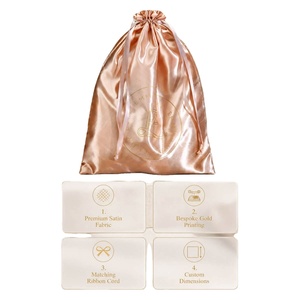 Pochette de rangement de luxe personnalisée en satin avec cordon de serrage pour sèche-cheveux, lingerie, perruques et chapeaux, en soie brillante, avec logo - Product Image 3