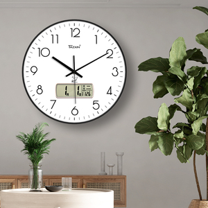 Modern Round ABS High Quality Plastic Multifunctional LCD Analog Scenic Electric Living Room Sports Wall <strong>Clock</strong> <strong>Large</strong> Display - Product Image 1