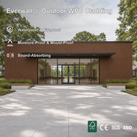 Panneau mural WPC à co-extrusion effet bois Everwall, entretien réduit, bardage extérieur cannelé pour villas modernes et façades commerciales
