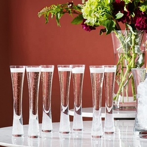 2Pcs Handcraft Clear &amp; <strong>Pink</strong> Colored Tulip <strong>Champagne</strong> Glasses Glitter <strong>Flutes</strong> For Bar Party Gift Wedding - Product Image 4