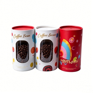 Tube cylindrique de luxe en papier kraft avec fenêtre, qualité alimentaire, pour emballage de café en grains et de thé, avec fenêtre transparente - Product Image 2