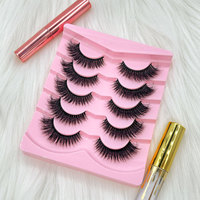 Fluffy d Curl Bande Russe Faux Cils Extension Vison 3d Cils En Gros Marque Privée Fluffy 15 mm Fourrure De Vison Lash