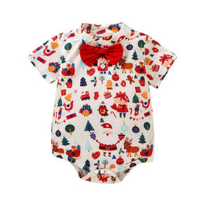 En Existencia, Mameluco Navideño 100% Algodón para Bebé, Mamelucos para Niños Pequeños, <span class=keywords><strong>Ropa</strong></span> para Recién Nacidos con Lazo - Product Image 1