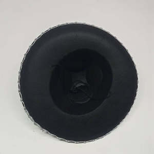 Sombrero Fedora Negro Minimalista y Elegante con Ala Estrecha y Ribete Plateado, Ajustable, Unisex, para Disfraces de Halloween, Actuaciones, Estilo Casual de Negocios - Product Image 4