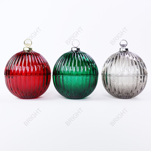 Venta al por mayor rojo verde pelado boda portavelas de lujo en forma de bola redonda Navidad adorno vela tarros a granel con tapa de vidrio - Product Image 5
