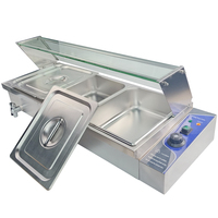 Équipement de chauffage de cuisine commerciale de Restaurant, Pot chaud de Table électrique de Buffet en acier inoxydable chauffe-aliments Bain Marie avec robinet