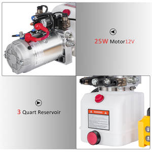 Unidad de Potencia Hidráulica de 3 Cuartos con Depósito de Plástico, Bomba de Doble Acción de 12V CC de Alto Rendimiento para Elevación de Coches y Remolques Volcadores - Product Image 5