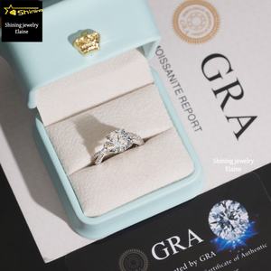 फैशन गहने पास हीरे की अंगूठी गहने महिलाओं डी रंग VVs मोइससानाइट 925 स्टर्लिंग चांदी की अंगूठी - Product Image 4