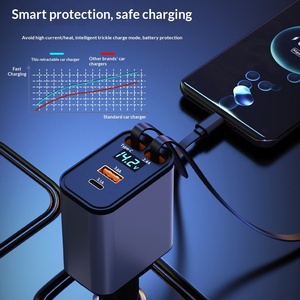 Nuevo Cargador de Coche de 120W con Carga Súper Rápida, Cable Retráctil de Uno a Dos, Pantalla Digital, Tipo-C para <span class=keywords><strong>Adaptador</strong></span> de Puertos - Product Image 3