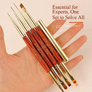 Double End Rose Gold Nail Art Brush Metal Handle Gel Liner Detail 3D Acrylic Painting Brush with Cover - Product Image 5