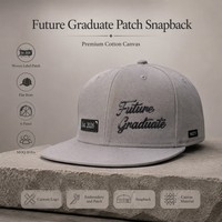 Casquette Snapback Formelle en Sergé avec Patch Tissé Personnalisé, Lettre 'Common Future Graduate' Est 2026, Gris Pierre, 6 Panneaux, en Toile de Coton, Visière Plate