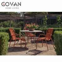 Chaise de salle à manger d'extérieur en corde tressée pour patio d'hôtel au design moderne, chaise de jardin à accoudoirs, chaise de salle à manger d'extérieur