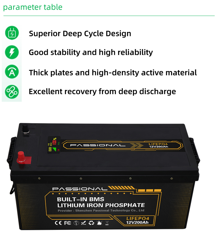 Lead Acid Residential Storage Battery System Rechargeable Li Ion12v 200ah 0