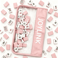 Sac de rangement pour tuiles de Mahjong en PVC rose clair, pochette zippée portable et légère pour le jeu de Mahjong américain – Offre Spéciale