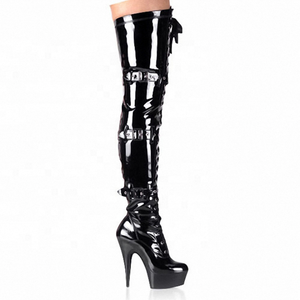 Sexy Fetish 15cm High Heel Stiletto Platform Women Long <b>Boots</b> Pu Leather Lace up Metal Buckles Overknee Thigh High <b>Boots</b> - Product Image 3