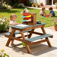 Ensemble de cuisine de simulation en bois avec table pour jeux d'extérieur, pique-nique et jeux de rôle en cour, équipement de parc d'attractions