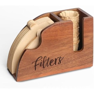Wooden Coffee Filter Storage Box With <b>Paper</b> Filters Holder For <b>Kitchen</b> Use Eco Friendly Rectangle Shape - Product Image 3