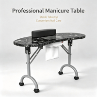 Table de manucure professionnelle pliable, table mobile pour technicien des ongles, table de salon de beauté avec repose-poignet et sac de rangement