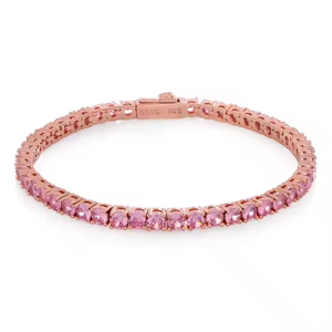 Elegant Pink Diamond Tennis <b>Bracelet</b> and <b>Bangle</b> Men's <b>Silver</b> Jewelry From Gujarat 10gm - Product Image 3
