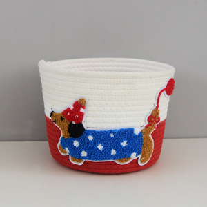 Factory Hot Sale Hand Woven Cotton Rope Baby Tote <b>Basket</b> Organizing Home Decoration <b>Storage</b> <b>Baskets</b> - Product Image 1