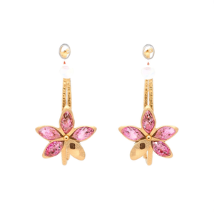 Pendientes de Moda con Diseño de Flor de Cristal Rosa, Acero Inoxidable 316L con Baño de Oro PVD - Product Image 2