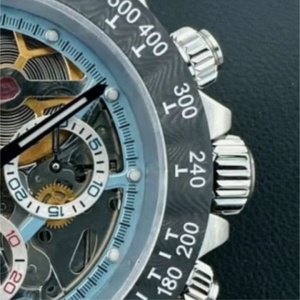 Men's Stainless Steel <b>Automatic</b> Mechanical Watch 43mm Round Case Sapphire Crystal <b>Chronograph</b> Sport Style Folding Clasp - Product Image 1