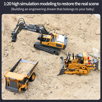 Excavadora/Bulldozer a Control Remoto 1/20 2.4GHz 11CH Camión de Construcción Vehículo de Ingeniería con Luces y Música