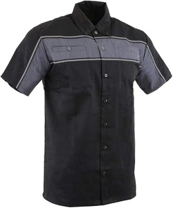 Chemise de travail de mécanicien à manches courtes en patchwork pour hommes - Product Image 4