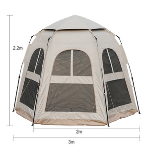 Hexagonal <b>Tent</b> 3m X 2m 2.2m Height Portable Single Layer Outdoor Camping Four Seasons Waterproof Khaki Black Vinyl - Product Image 1