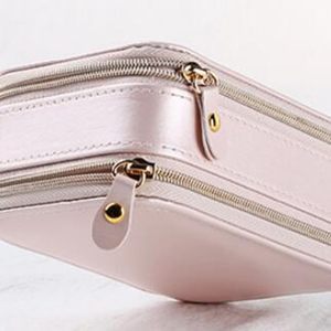Handmade PU Travel Jewelry Box-Exquisite Ring and <b>Earring</b> <b>Storage</b> with Double Zippers for Portable Jewelry Collection - Product Image 3