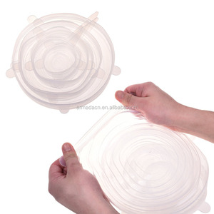 Lot de 6 couvercles extensibles réutilisables en silicone souple, multifonctionnels, de qualité alimentaire, pour fruits, viande et légumes - Product Image 2