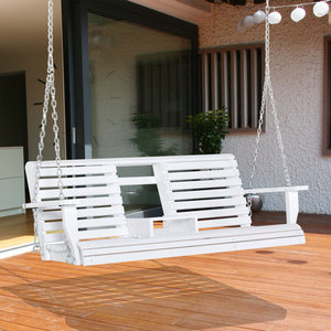 Silla Colgante de Madera de 3 Plazas con Capa Impermeable, Decoración de Jardín, Silla Columpio de Porche con Mesa de Centro <span class=keywords><strong>Plegable</strong></span> - Product Image 1
