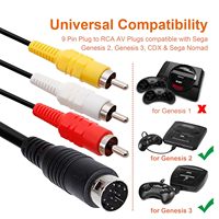 Câble audio-vidéo AV RCA multifonctionnel de 1,8 m (6 pieds) à 9 broches pour console SEGA Mega 2/3 Drive Genesis