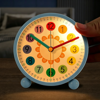 Horloge de bureau analogique pour enfants, en métal, électronique, circulaire, contemporaine, avec affichage des aiguilles, silencieuse, à quartz, calendrier, rétroéclairage