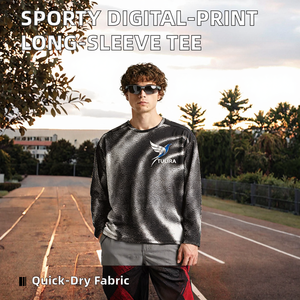 Haut de sport personnalisé à manches longues et col rond en polyester 190g, imprimé numériquement, séchage rapide et respirant – Nouvelle collection Printemps/Été 2026 - Product Image 2