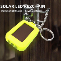 Senter Gantungan Kunci Tenaga Surya 3 LED Aluminium Mini Baterai Lithium Isi Ulang IP65 Lampu Darurat Daya Tahan 5 Jam