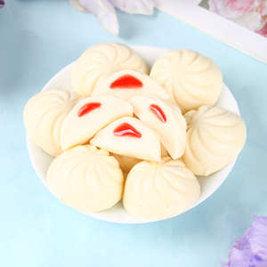 Halal snoep op maat, groothandel, OEM, ODM, bulk, zachte gummies fabrikant, baozi-vormige, met jam gevulde 3D gummies - Product Image 3