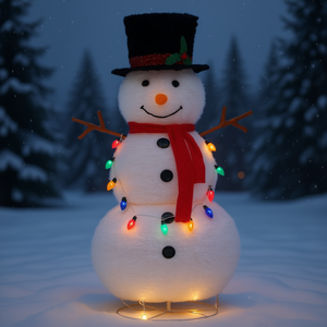 Décoration de Noël extérieure pré-éclairée de 4 pieds en forme de bonhomme de neige avec lumières LED multicolores, modèle pour l'aménagement de jardin - Product Image 2