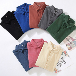 <span class=keywords><strong>Camicia</strong></span> da uomo in velluto a coste tinta unita <span class=keywords><strong>senza</strong></span> tasca con collo rovesciato su misura Polo a maniche lunghe - Product Image 1