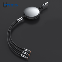 Câble de charge USB extensible 3-en-1, charge rapide 3A pour iPhone, Android, Type-C, ordinateur et appareil photo, 100W