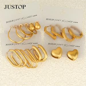 Pendientes de Aro Vintage con Forma de Corazón, Acero Inoxidable, Chapado en Oro de 18K, Resistentes al Agua, Hipoalergénicos, Joyería de Moda para Mujer - Product Image 2