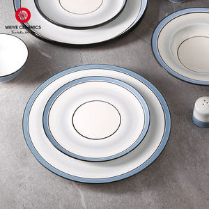 WEIYE יוקרה צלחת עגולה כחול לבן עיצוב מכירות חמות ערכות צלחות קרמיקה כלי אוכל פורצלן איטלקי - Product Image 1