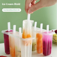2025 été sûr sans BPA Silicone 4 cavités en plastique crème glacée Popsicle support moule maison glace Pop moules avec moule à Popsicle