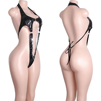 Tenue de strip-teaseuse en maille découpée avec chaîne en strass, lingerie exotique, tenue de danse sur barre, body de clubwear, tenue de performance
