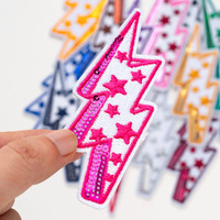 Patch éclair à sequins brodé en forme d'étoile thermocollant pour vêtements, sacs, chapeaux, DIY