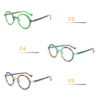 Lunettes optiques de luxe haut de gamme, logo personnalisé, montures de lunettes rondes rétro en acétate coloré avec métal, montures de lunettes de qualité supérieure pour femmes